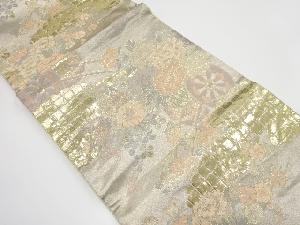 アンティーク　雲取りに花車模様織り出し袋帯（材料）